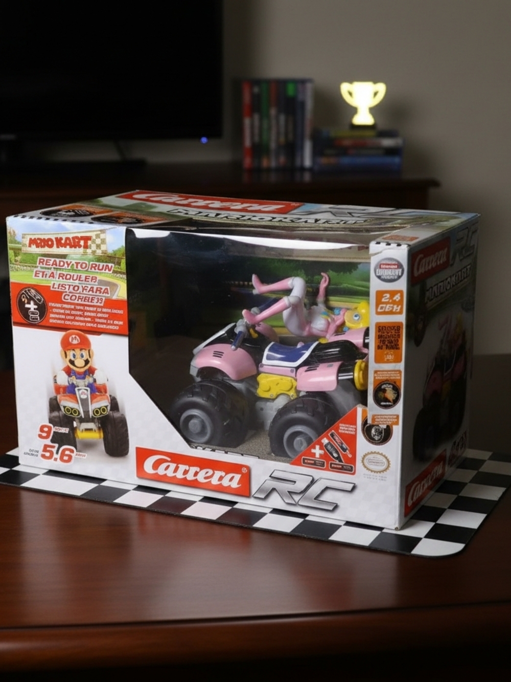 Carrera RC Pink and Yellow Mario Kart ATV Remote Control Vehicle With Peach.